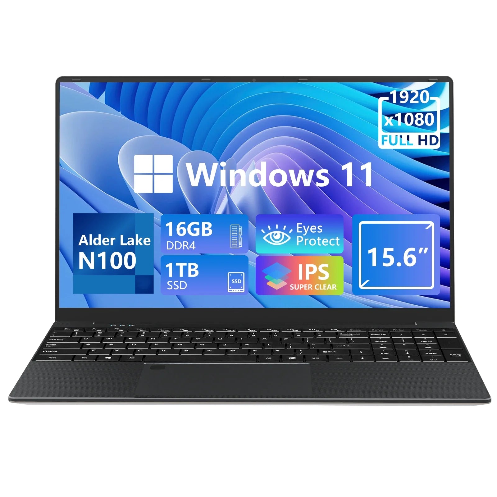 KUU Laptop 15.6'' FHD 16GB RAM 1TB SSD,Intel Processor N100,up to 