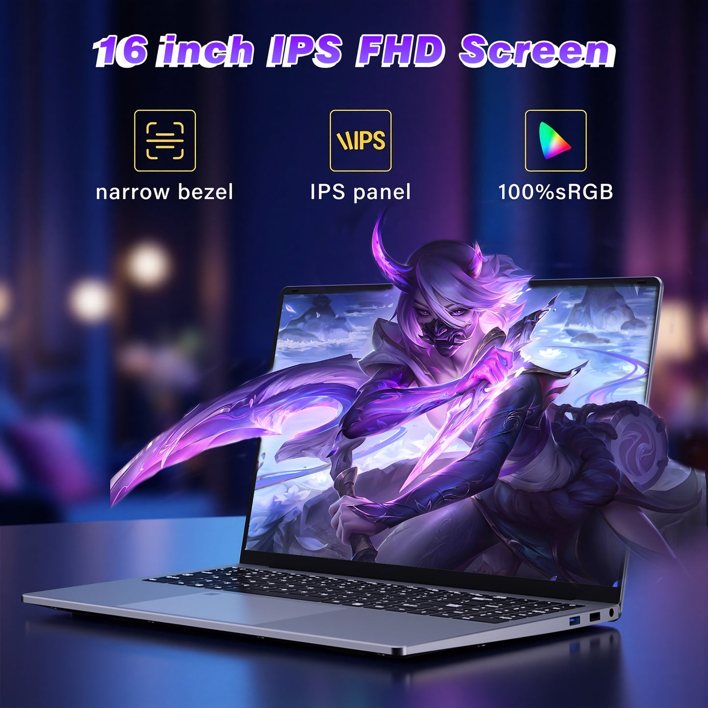 KUU 16'' Windows 11 Laptop Computer, Intel Core i7-6500U Laptop 16GB DDR4 512GB SSD, FHD 1080P Display & Backlit Keyboard, Fingerprint, Webcam, Mini-HDMI, WiFi 5, Bluetooth, Study, Business