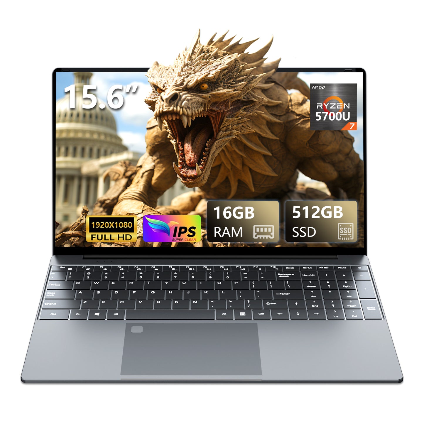 2025 Laptop, AMD Ryzen 5 7430U(Up to 4.3GHz), 16GB DDR4 1TB NVME SSD, 15.6" FHD IPS Screen, 62.7Wh Battery, WiFi-5, USB3.2, 2 Stereo Speakers, 2 Memory Slots.