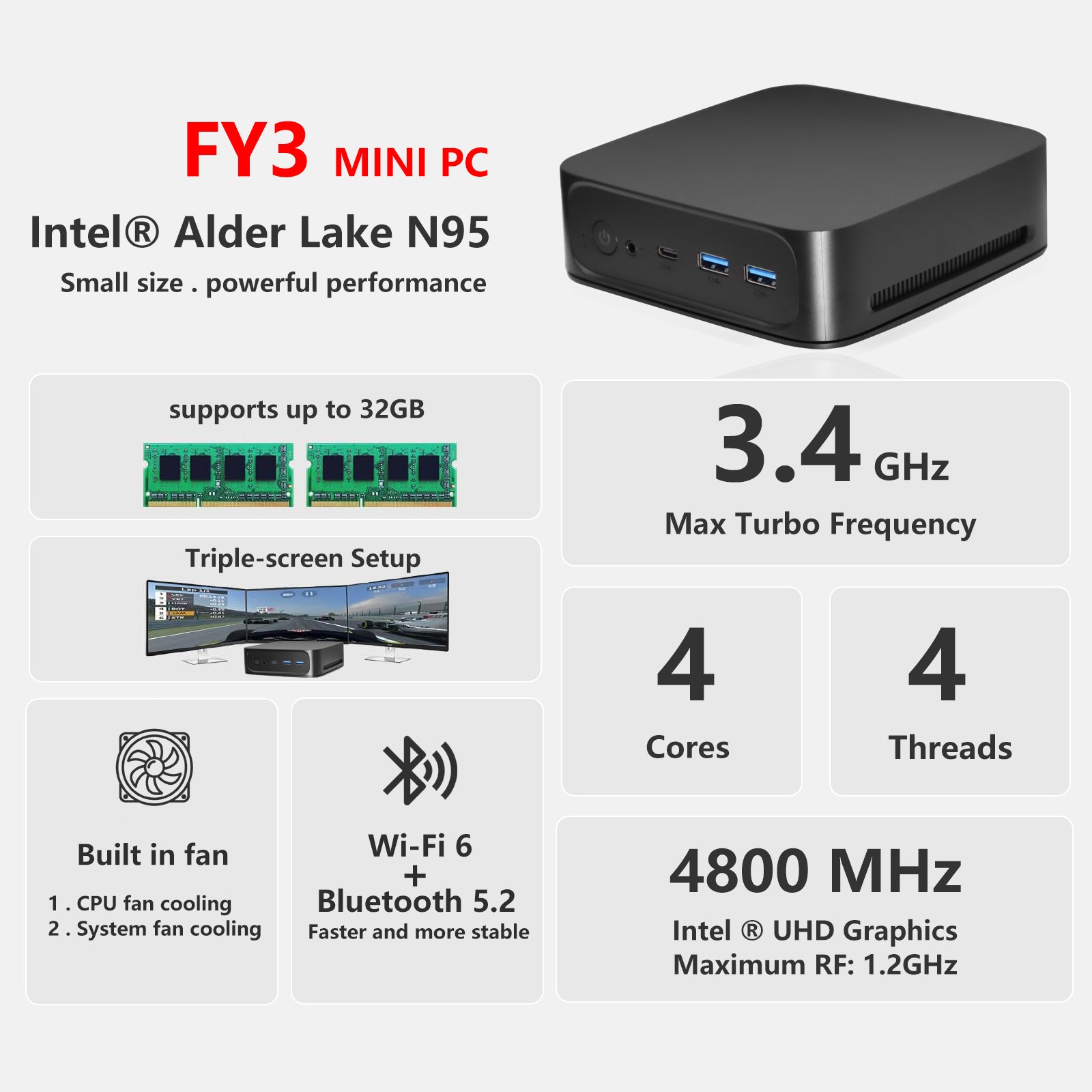 Funyet FY3 Mini Pc Intel® Alder Lake N95 – KUU-tech