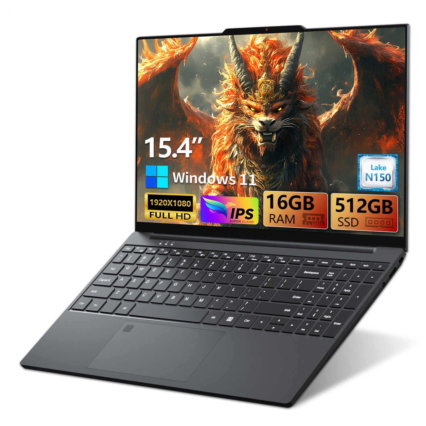 2025 Gaming Laptop,Narrow Bezel 15.4 Inch Laptop Computer with N150 Processor(Up to 3.6GHz) 16GB RAM 1TB SSD FHD Premium Laptop,WiFi 5,BT 4.2,Fingerprint Unlocking,Backlit Keyboard, Win 11 Pro