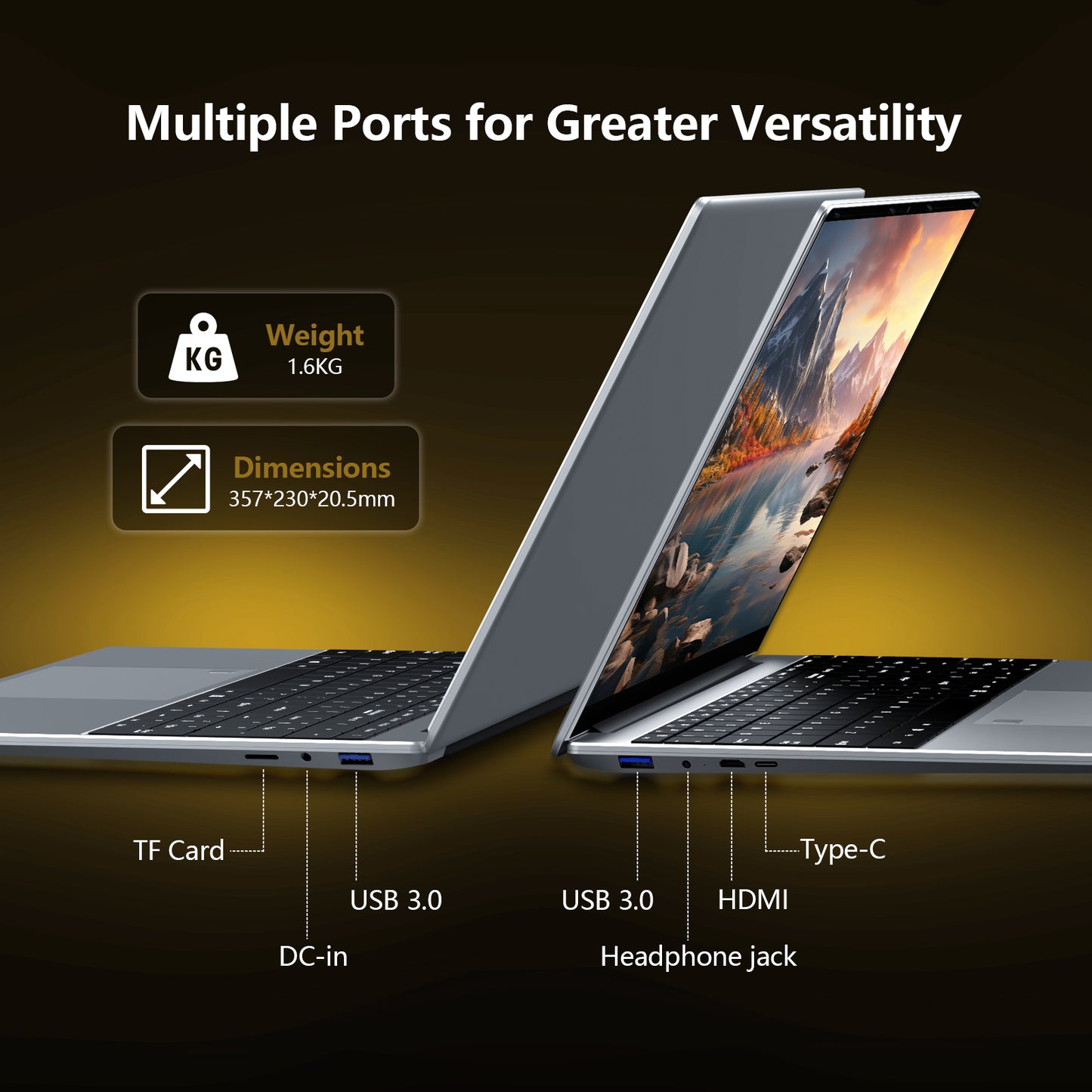 2025 Laptop, AMD Ryzen 5 7430U(Up to 4.3GHz), 16GB DDR4 1TB NVME SSD, 15.6" FHD IPS Screen, 62.7Wh Battery, WiFi-5, USB3.2, 2 Stereo Speakers, 2 Memory Slots.
