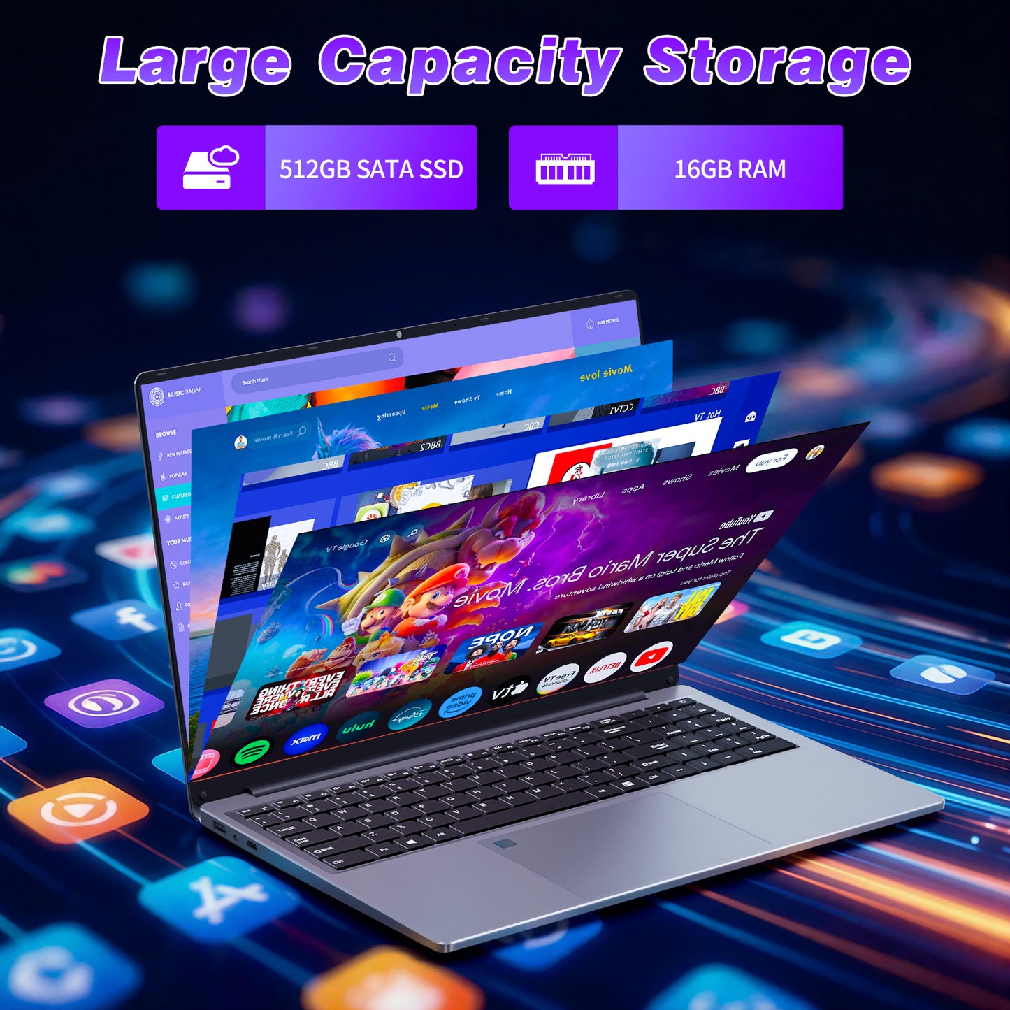 KUU 16'' Windows 11 Laptop Computer, Intel Core i7-6500U Laptop 16GB DDR4 512GB SSD, FHD 1080P Display & Backlit Keyboard, Fingerprint, Webcam, Mini-HDMI, WiFi 5, Bluetooth, Study, Business