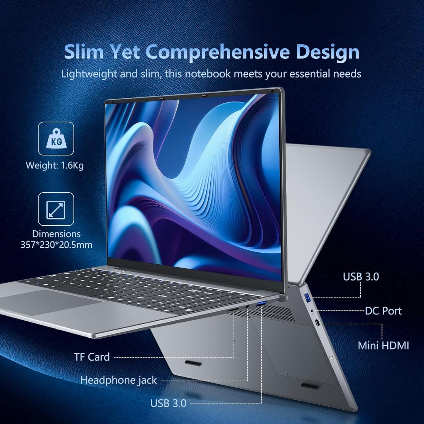 Gaming Laptop i5-7Y54, 15.6 inch Laptop(Up to 3.20 GHz), Business Notebook Computer for 16GB RAM 1TB SSD, Full HD 1920X1080 Display Backlit Keyboard 180 Angle Opening,WiFi 5 BT4.2 MINI HDMI