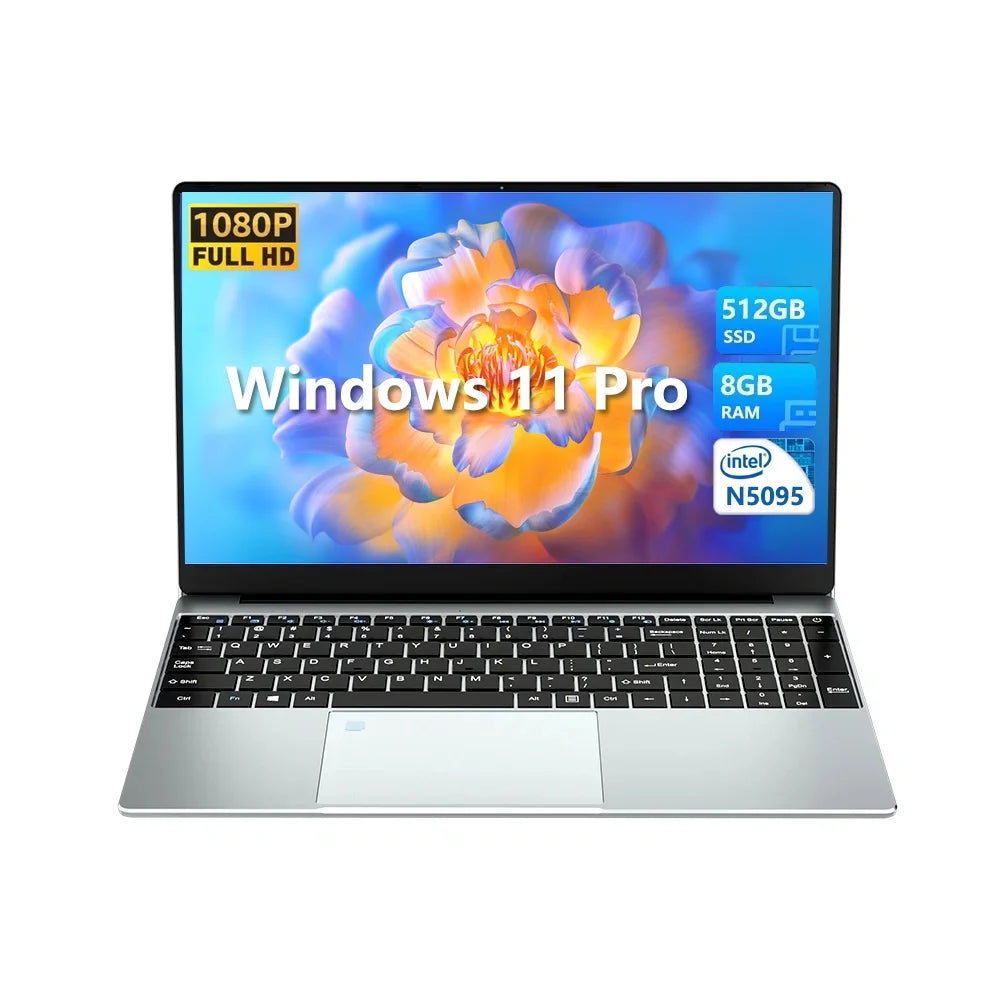 KUU Yepbook 15.6in Laptop,8GB RAM, 512GB SSD, Intel Celeron N5095, Fingerprint,38000MWH Battery,Windows 11 Pro Laptops Computers